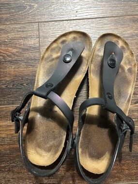 Papillio by Birkenstocks Ashley Black Iridescent wedge sandals size 39.